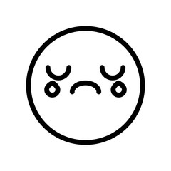 sad emoji crying icon, line style