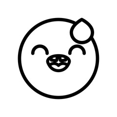 happy emoji face with tear icon, line style