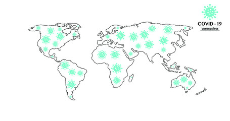 World map of Coronavirus Covid-19, Close-up countries with Covid-19, Covid 19 map confirmed cases report worldwide globally. Coronavirus disease 2020 situation update worldwide coronavirus spread