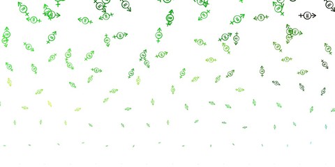 Light Green, Yellow vector pattern with feminism elements.