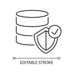 Datacenter security pixel perfect linear icon. Digital encryption. Big data protection. Thin line customizable illustration. Contour symbol. Vector isolated outline drawing. Editable stroke