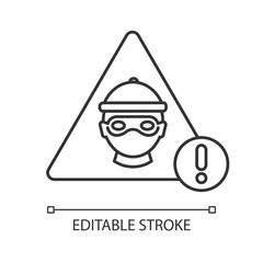 Cyber crime pixel perfect linear icon. Hacker attack. Internet fraud threat. Thin line customizable illustration. Contour symbol. Vector isolated outline drawing. Editable stroke