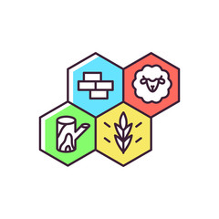 Strategy game RGB color icon. Tactical play, traditional game night party activity. Competitive intellectual recreation. Resources isolated vector illustration