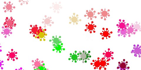 Light pink, green vector pattern with coronavirus elements.
