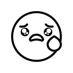 sad emoji with tear icon, line style