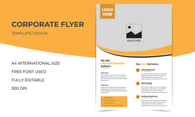 Modern Stylish Looking Yellow and Grey Corporate Flyer Design Template