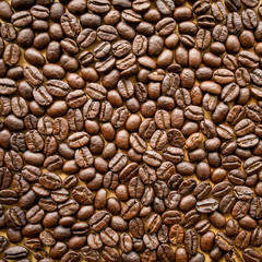 Close up of roasted coffee beans background