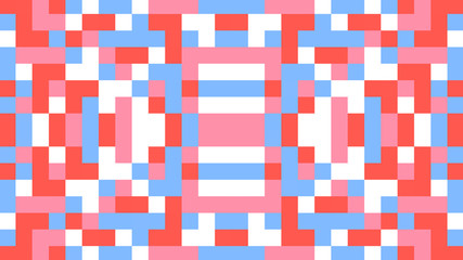 Abstract geometric background with red, pink, blue and white polygons.