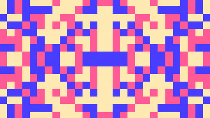 Abstract geometric background with pink, blue, yellow and red polygons.