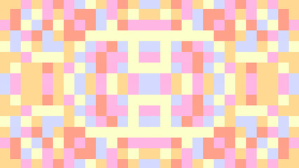 Abstract geometric background with orange, pink, blue and yellow polygons.