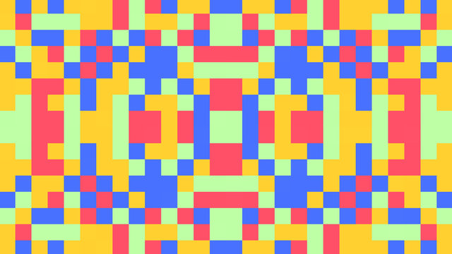 Abstract geometric background with red, yellow, blue, green and purple polygons.