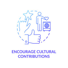 Encourage cultural contribution blue gradient concept icon. Multi racial group. Multi ethnic community. Cultural diversity idea thin line illustration. Vector isolated outline RGB color drawing