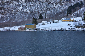 Beautiful scenic of Sogne fjord in Norway from Gudvagen to Flam
