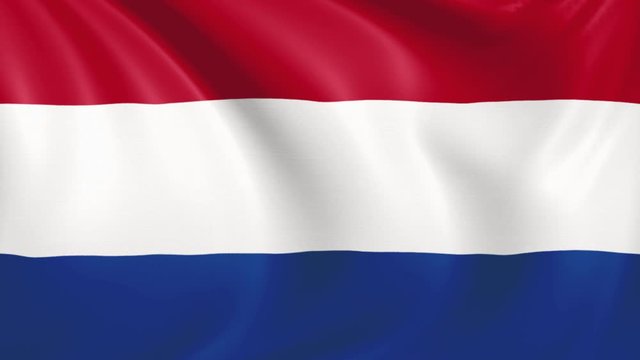 Netherlands flag waving in the wind with high quality texture in 4K National Flag of Holland Dutch