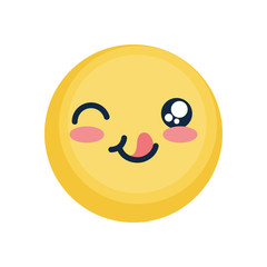 Yummy emoji face icon, flat style