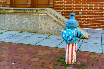 Patriotic Painted Fire Hydrant