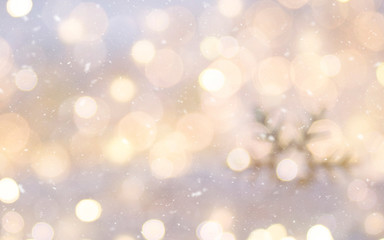 Merry Christmas and Happy New Year, Holidays greeting card with blurred bokeh background