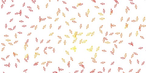 Light Orange vector background with woman symbols.