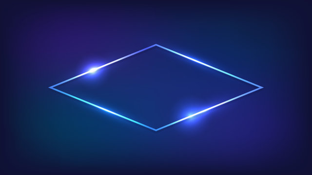 Neon rhombus frame with shining effects 