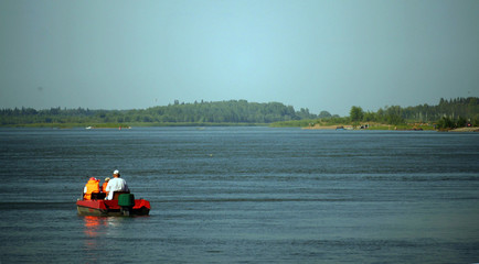 Summer on the Ob River in Siberia in Russia