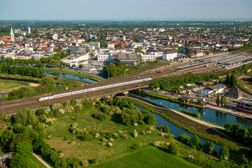 Aerial photo of the city Hamm Westfalen Ruhrgebiet in Germany - obrazy, fototapety, plakaty