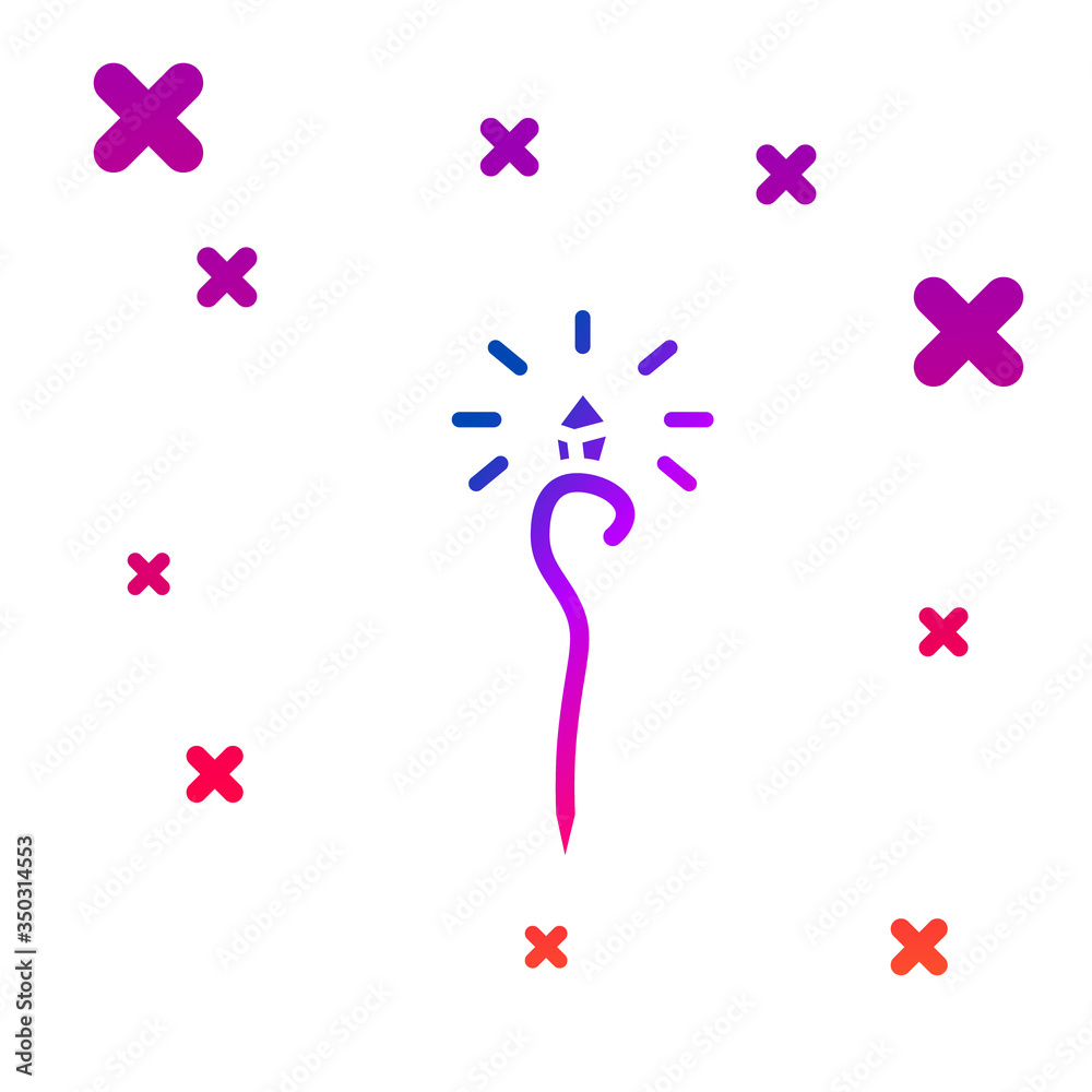 Wall mural Color Magic staff icon isolated on white background. Magic wand, scepter, stick, rod. Gradient random dynamic shapes. Vector Illustration