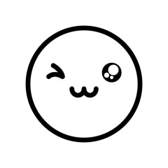 Winking emoji face icon, line style