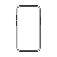Outline linear style design. Drawing modern smartphone on white background. Vector.