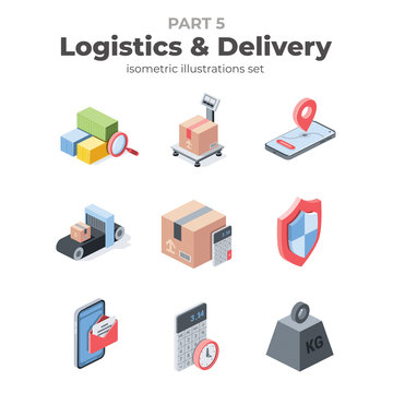 Logistics and delivery set part five. Vector 3d isometric, color web icon, new flat style. Creative illustration design, isolated graphic idea for infographics.