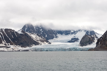 Arctic landscape in Svalbard with glacier