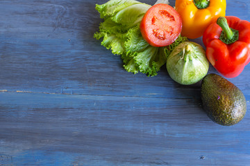 Green salad with sweet tomato, bright colors for fit people and who eat nutritious