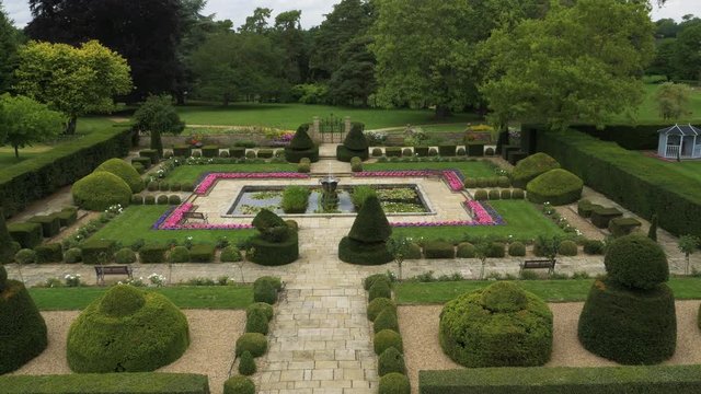 Symmetrical gardens from ground into aerial perspective