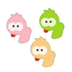 Set of cute caterpillar cartoon vector illustration. Concept for preschool activity for children, card for kids