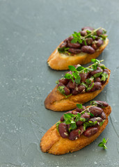 Bruschetta with Bean Stew. Selective focus