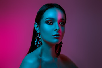 model in color mixed light