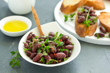 Bean stew with vegetables. Selective focus