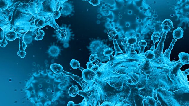 Microscopic view of infectious Sars-CoV-2 omicron arcturus virus cells. Coronavirus disease COVID-19 outbreak. 3D animation