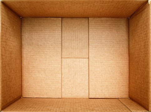 Open box for things. Empty open cardboard box close-up. Packing for cargo.