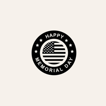 Emblem for USA Memorial Day in traditional colors with the flag of America. Remember and read. For website, mobile application, banner. Vector illustration