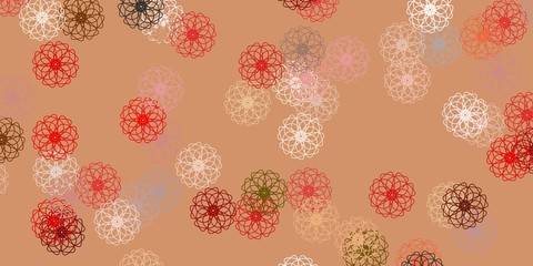 Light orange vector doodle pattern with flowers.
