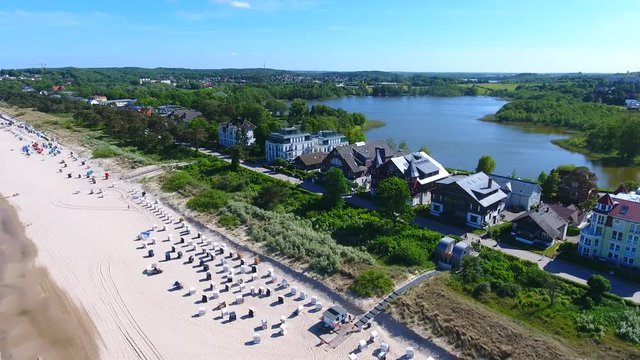 Aerial Drone Shot of Usedom Island Baltic Sea Germany Poland Border