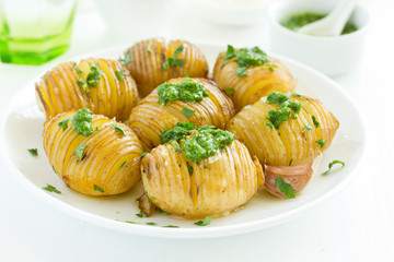 baked potato accordion with parsley.