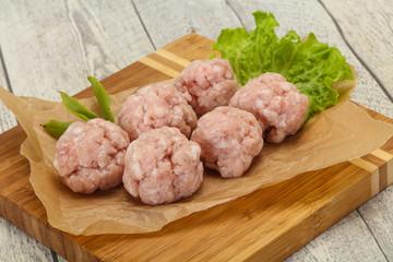 Homemade raw pork minced meatball for cooking