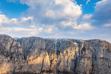 View of the rock formations of the famous gorge of Vikos in Epirus Greece, the deepest gorge in the world, during sunset