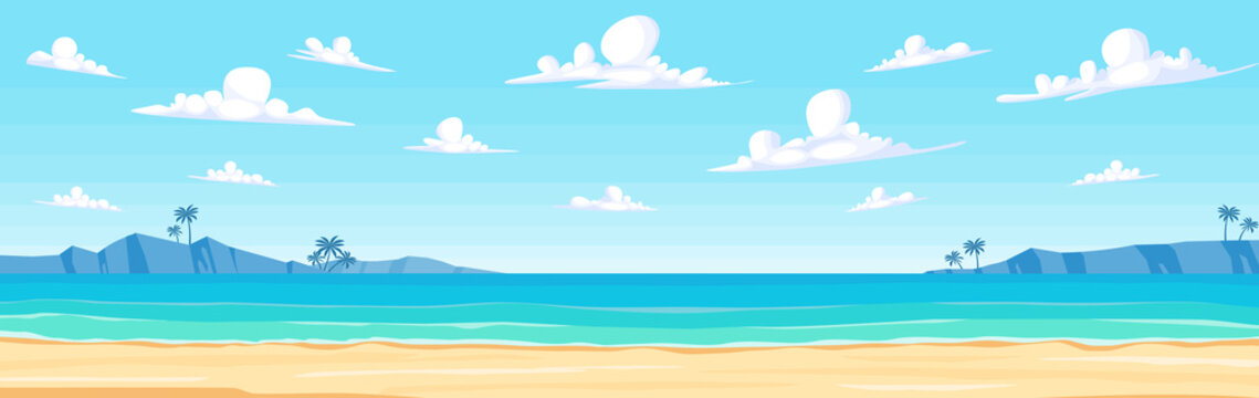 Summer beach on good sunny day - Vector and illustration.