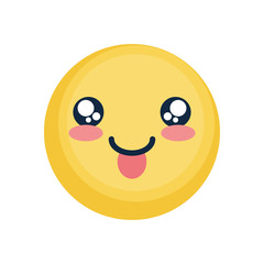 Cute happy emoji with tongue, flat style