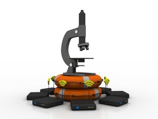 3d rendering Transmitter WiFi with Microscope