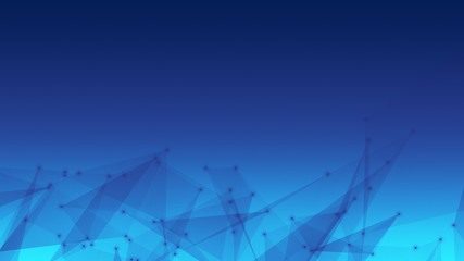 Abstract technology and science polygonal space low poly background Tone blue with connecting dots and lines.