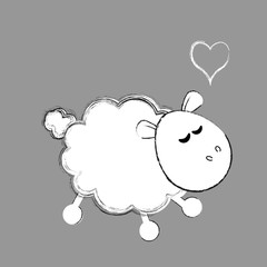 illustration of a cute little sheep on a green  background