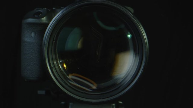 Macro close-up of camera shutter working
